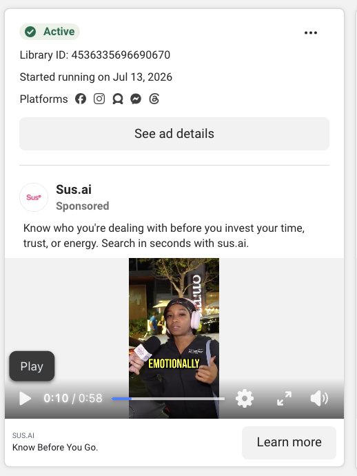 Live street-poll ad, Sus.ai