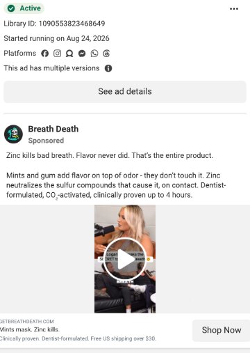 Live street-poll ad in the Meta Ad Library